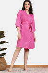 Zivame Checkered Sheen Woven Robe - Pink Yarrow — thumbnail 2